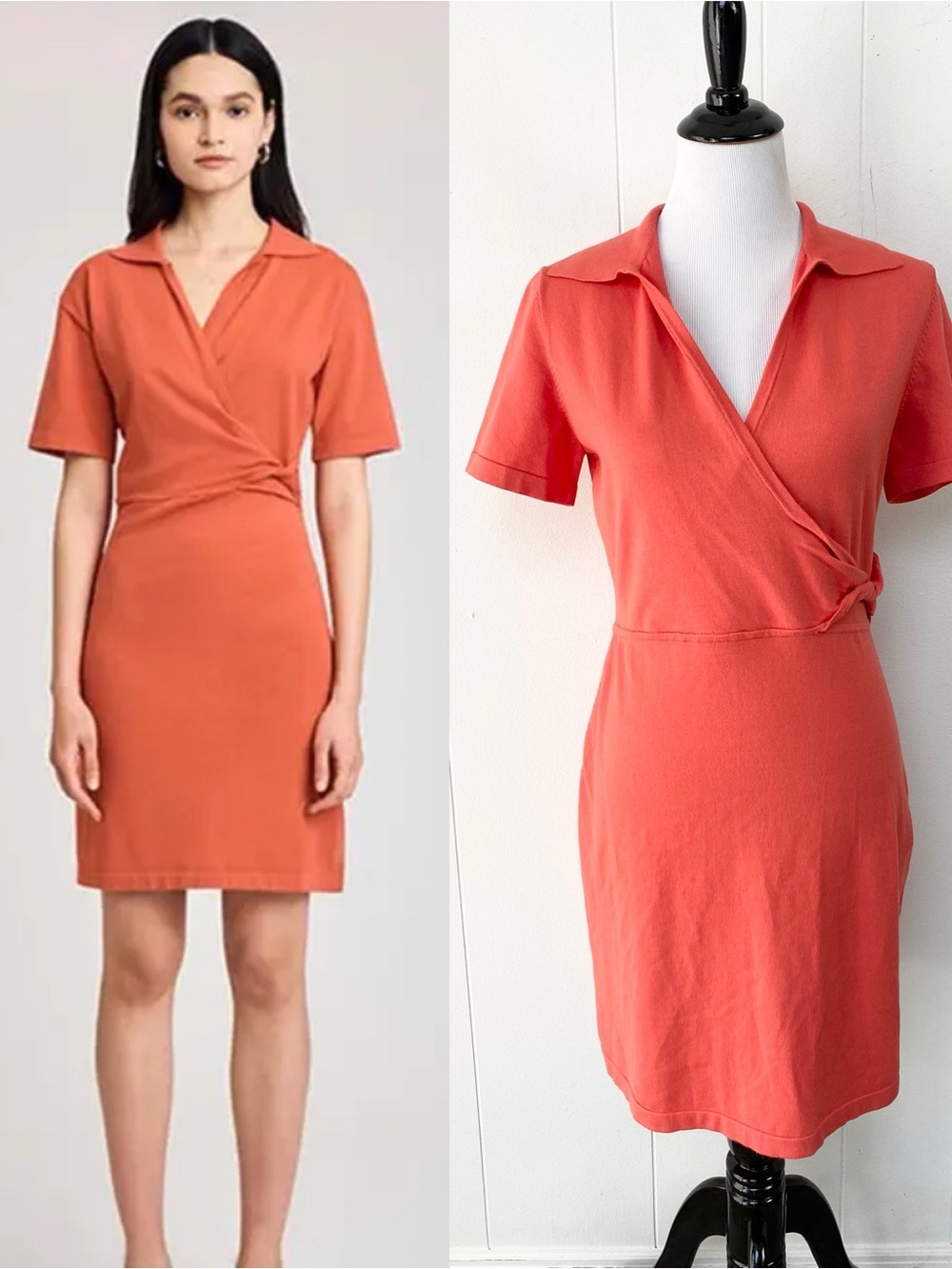 Derek Lam 10 Crosby Coral Raylen Twist‎ Short Sleeve Sweater Dress Medium $395